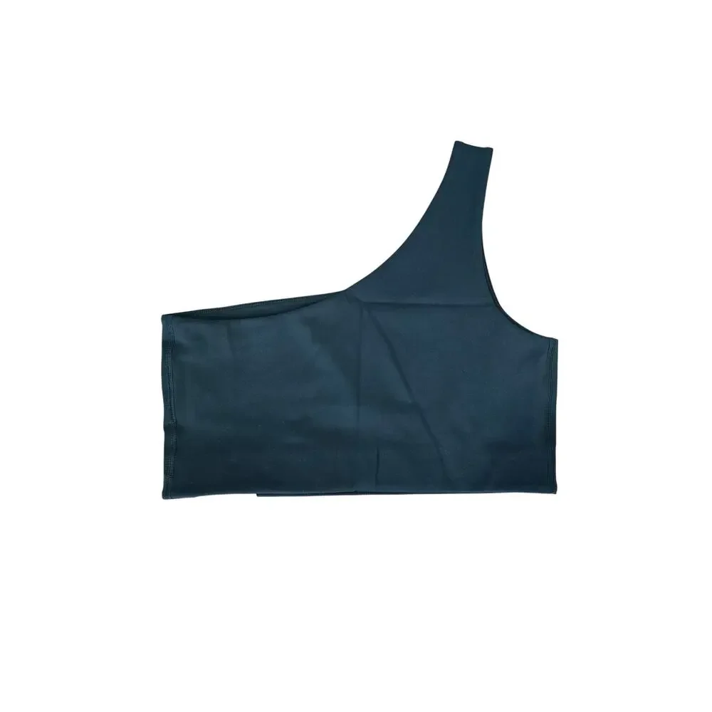 Girlfriend Collective Bianca Green One Shoulder Sports Bra Size L NWT